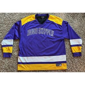 NEW Dogg Supply Snoop Dogg Mens Jersey Shirt XL Medium Hockey Purple Gold Yellow